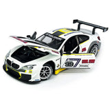 1:24 M6 GT3 Model Car Metal Diecast Toy Cars Doors Open Light Sound White