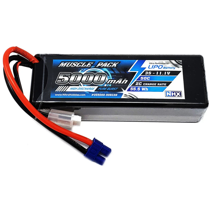NHX Muscle Pack 3S 11.1V 5000mAh 50C Hard Case Lipo Battery w/ EC3 Connector Battery