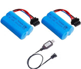 2pcs 7.4V 700mAh Li-ion Battery SM-4P Plug for RC Car Boat Truck w/ USB Charger