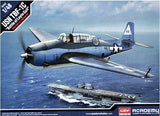 US Navy TBF-1C model aircraft with propeller, star markings, gray-blue fuselage