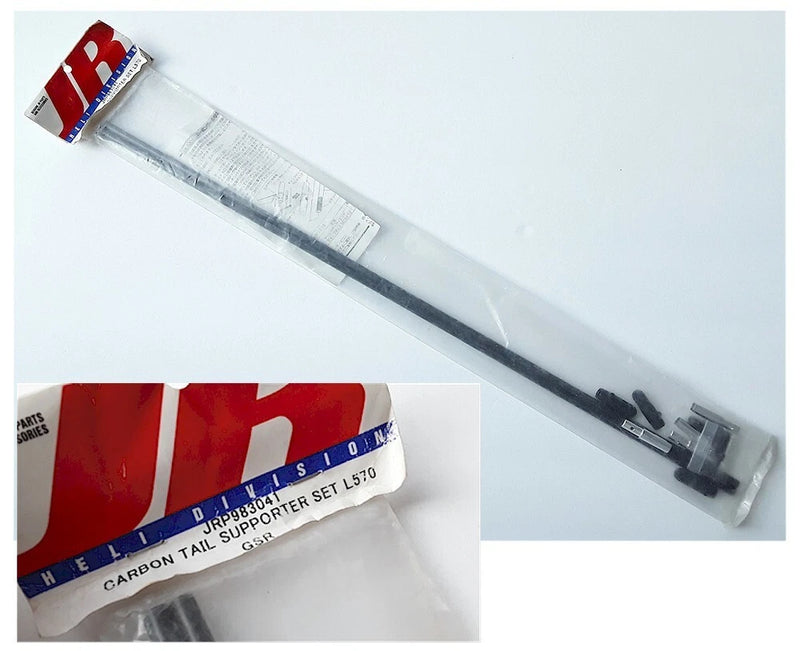 RC helicopter carbon tail support bar and small hardware in clear packaging