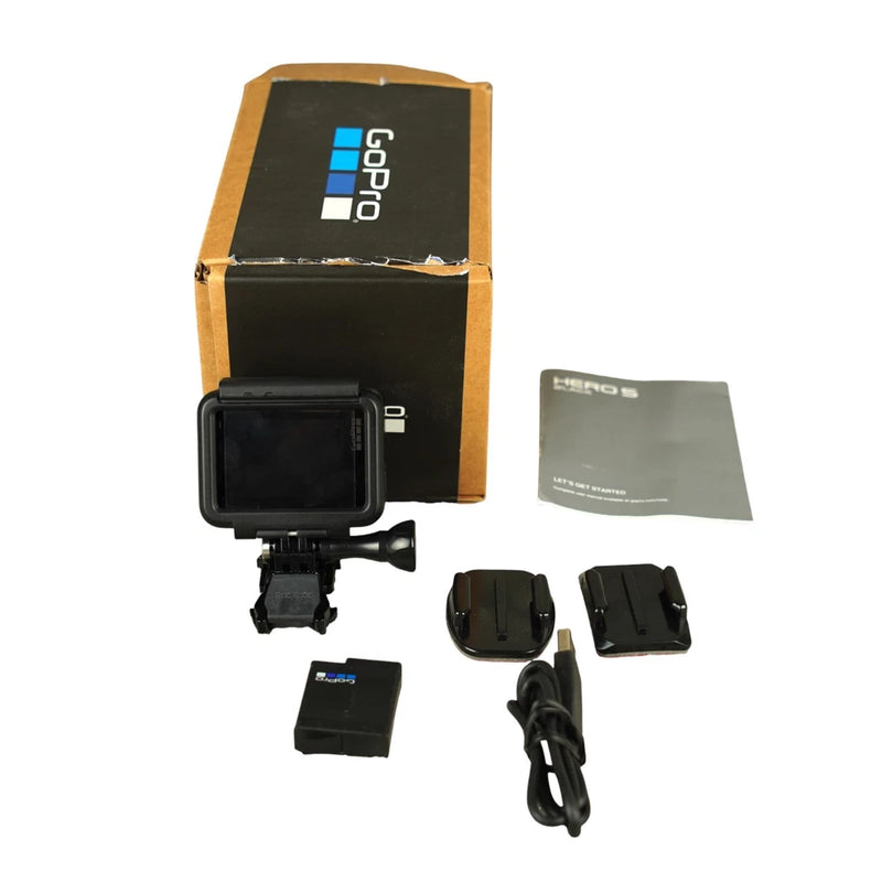 GoPro Hero5 waterproof action camera with accessories and black case