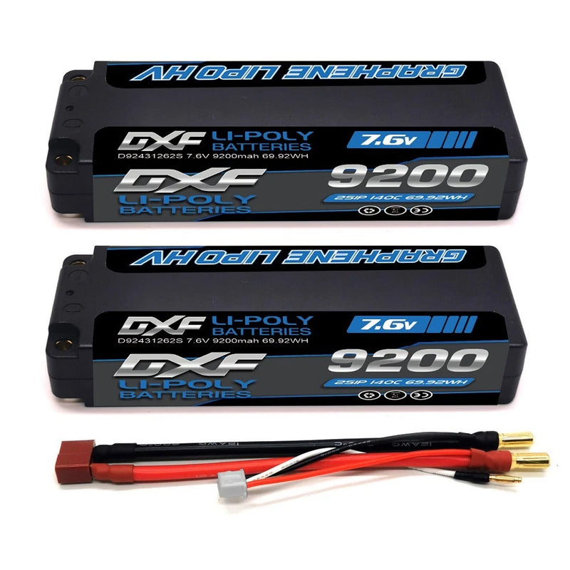 2xDXF 2S LiPo Battery 7.6V 140C 9200mAh DEANS/T 5MM RC Car Truck Racing tour car