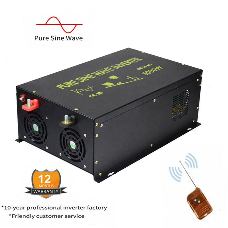 5000W Pure Sine Wave Power Inverter  24V to 110/220V Truck Remote Control