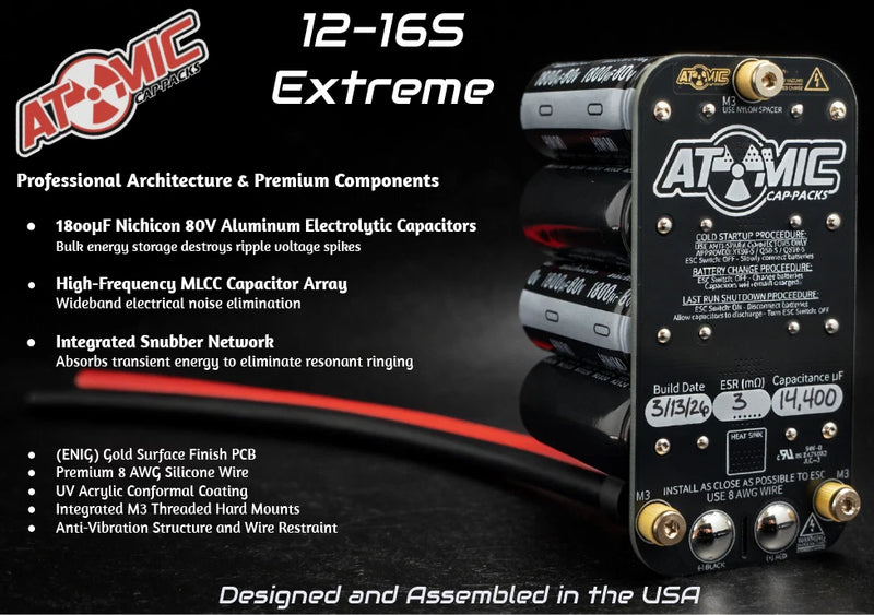 ATOMIC 12¨C16S Extreme ESC Cap Pack | 14,000?F | 80V | 1/5 Scale | Made in USA