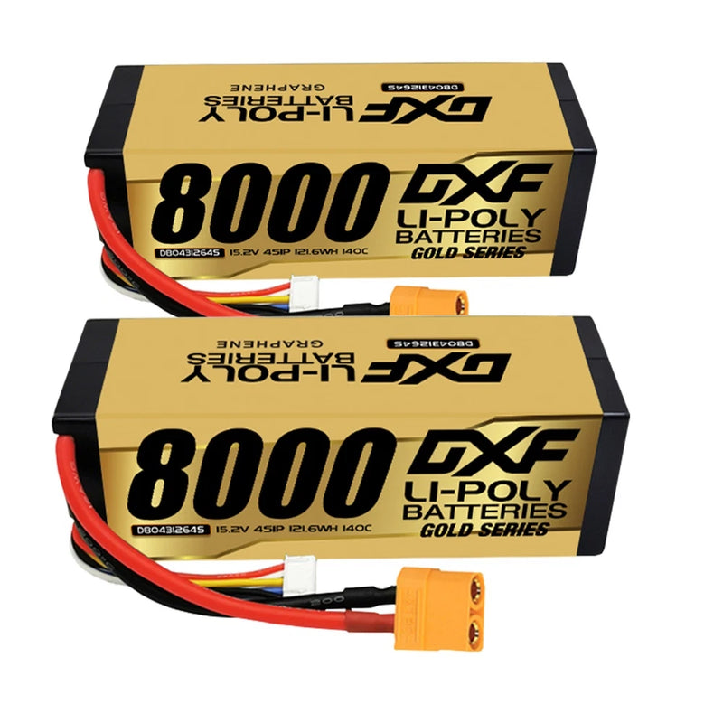 2xDXF 4S LiPo Battery 15.2V 140C 8000mAh XT90 RC Car Truck Helicopter Racing