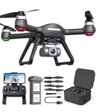 Drone with 4K camera, detachable gimbal, and controller; includes spare propeller set and case