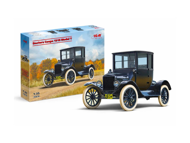 1:35 scale vintage Model T car model kit box, Doctor's Coupe
