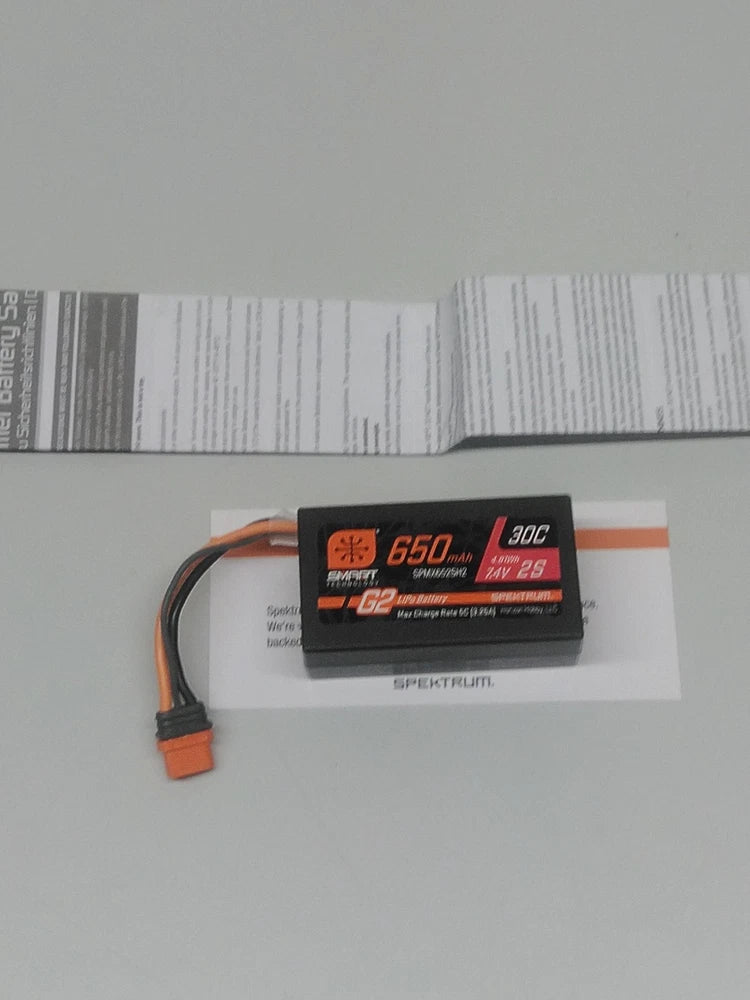 Spektrum SPMX652SH2 Smart G2 2S 30C IC2 LiPo Battery Pack 7.4V 650mAh (Open Box) Battery