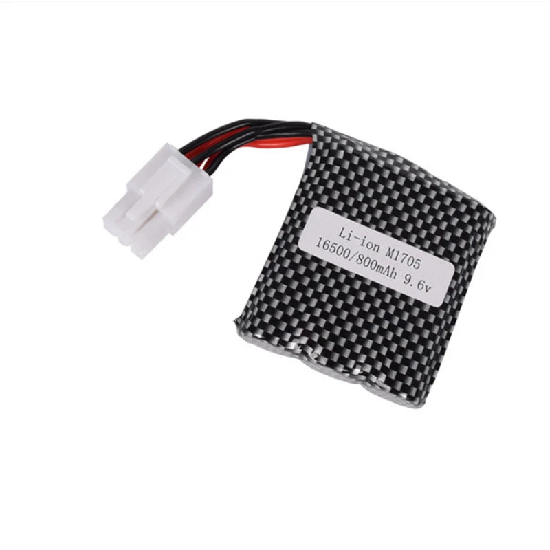 RC NiMH battery pack, 9.6V 800mAh, carbon-fiber patterned case with plug connector