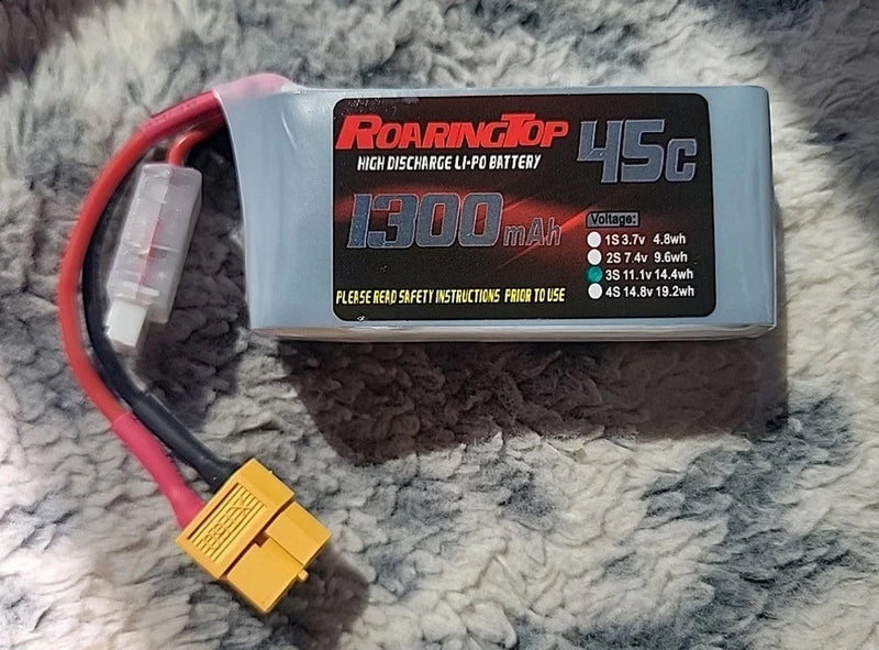 RoaringTop LiPo Battery Pack 45C 1300mAh 3S 11.1V with XT60 Plug