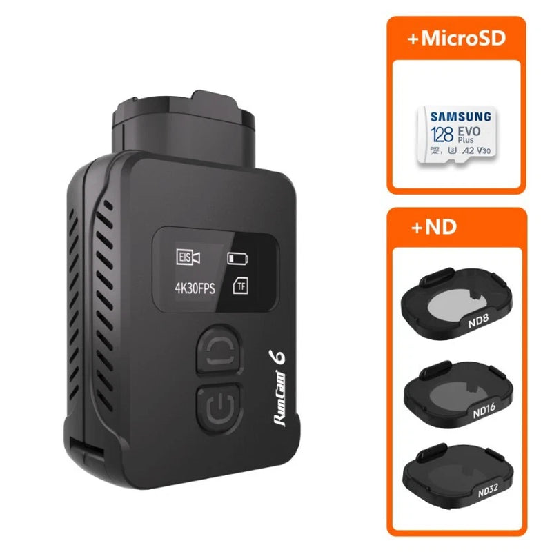 RunCam 6 4K Wide Angle WiFi FPV PWM Action Sports Helmet Camera 128GB ND Filter