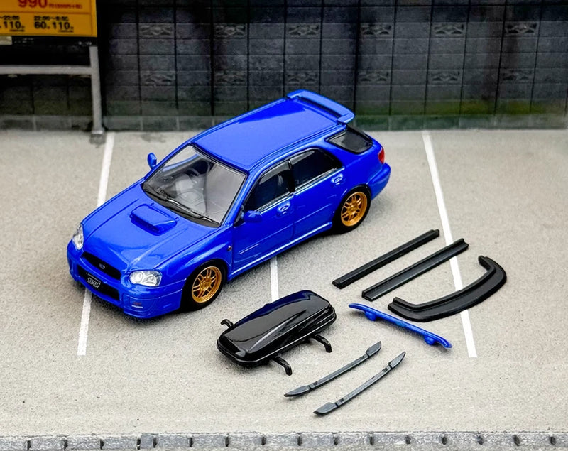 GB 1:64 Furuya Blue Impreza WRX STI VIII 8 Wagon Sport Model Diecast Collect Car