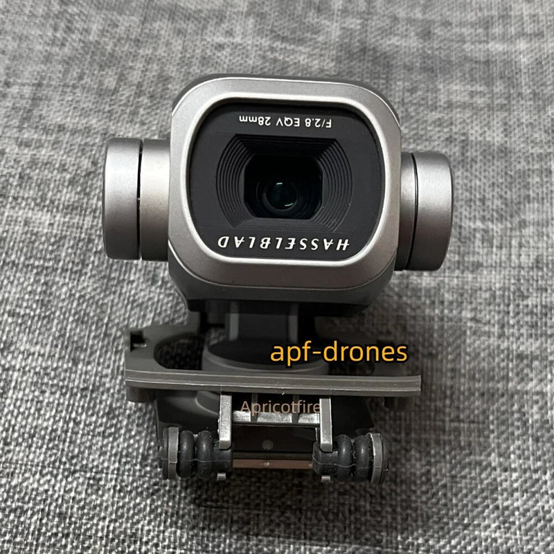 DJI Mavic 2 Pro gimbal camera assembly with lens, silver and black, front view