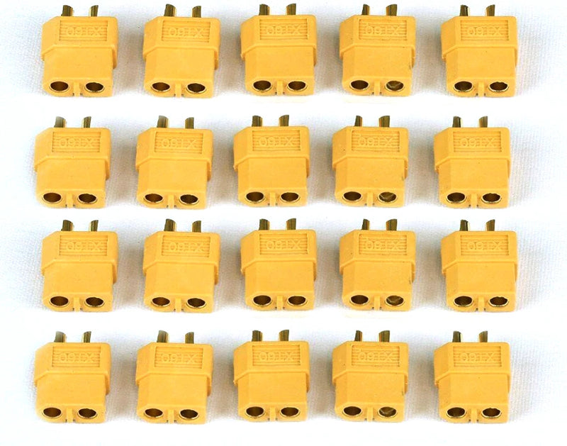 Yellow XT60 battery connector plugs, set of multiple male/female 2-pin sockets