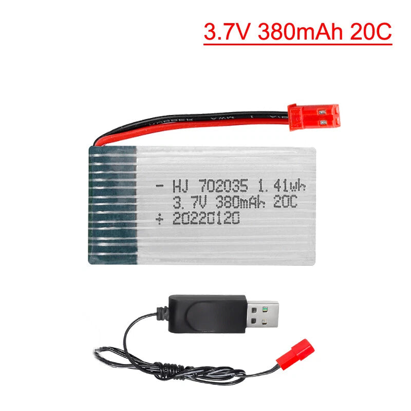 3.7V 380mAh 25C Lipo Battery JST plug for Syma X3 D360 Hubsan X4/H107d F180 RC Battery