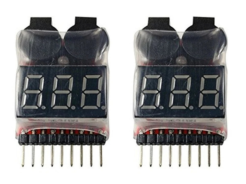 Apex RC Products 2 Pack Lipo Battery Voltage Checker Alarm LED 1-8 Cell 1655 Battery