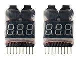 Apex RC Products 2 Pack Lipo Battery Voltage Checker Alarm LED 1-8 Cell 1655 Battery