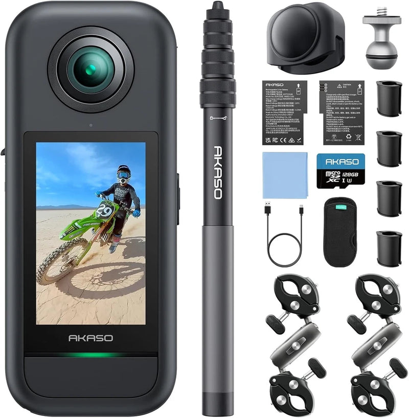 360?? Motorcycle Combo Action Camera with 5.7K 360?? VideO 72MP Photo, AI Tracking