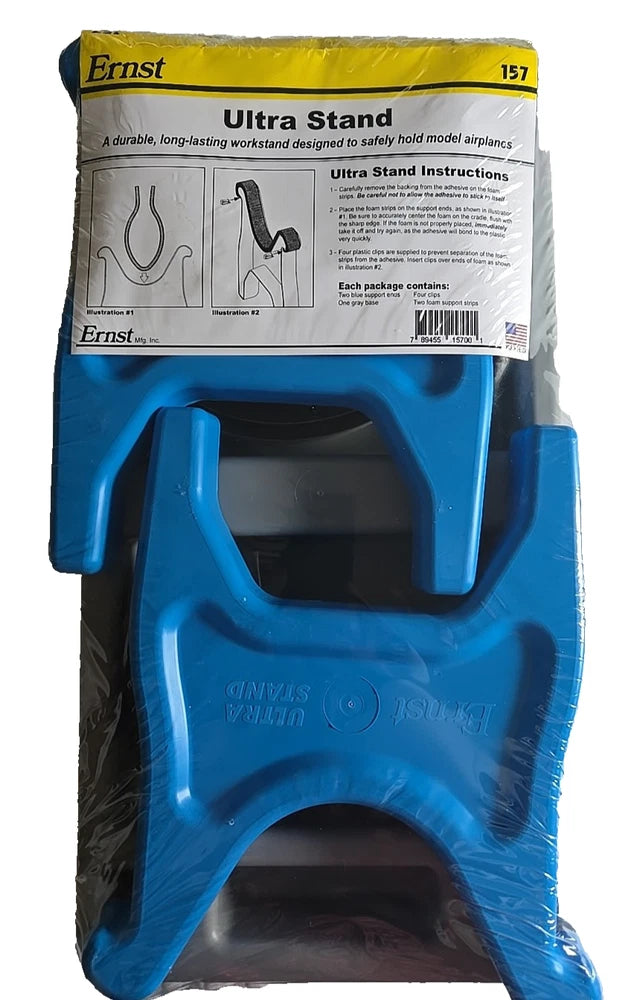 Ernst Manufacturing Ultra Stand for Model Airplanes #157 Blue with Gray Base New