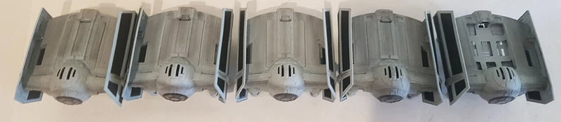 Set of five gray RC drone shells with starfighter wing detail
