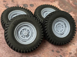 1/24 Scale:  18-Inch ¡°Off-road Steelies¡± Wheels W/ Mud Tires; Jeep, Resin 1/25