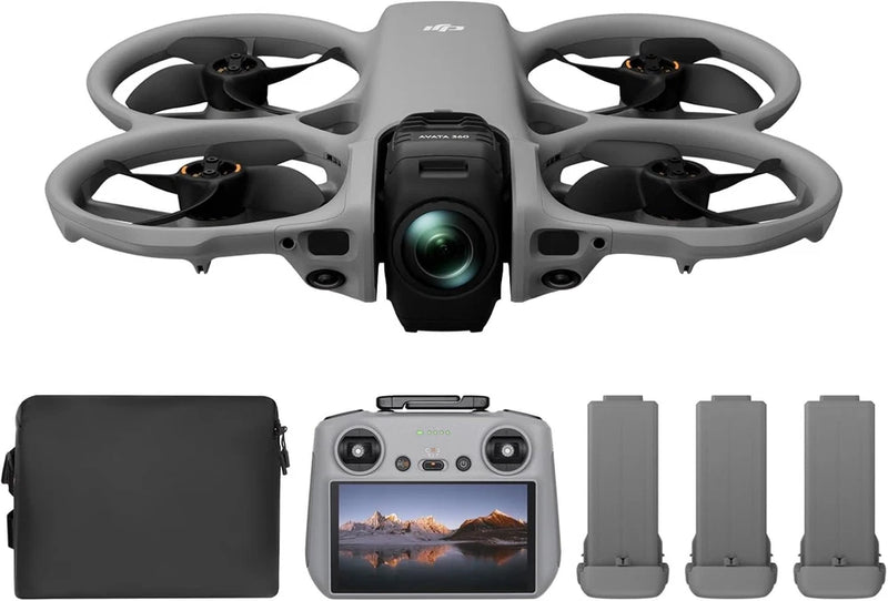 DJI Avata 360 drone with controller screen and 3 spare batteries