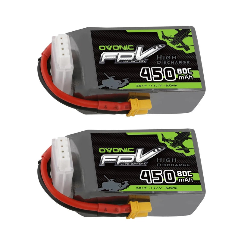 OVONIC 11.1V 80C 450mAh 3S Lipo Battery with XT30 Plug [1 Package Including 2... Battery