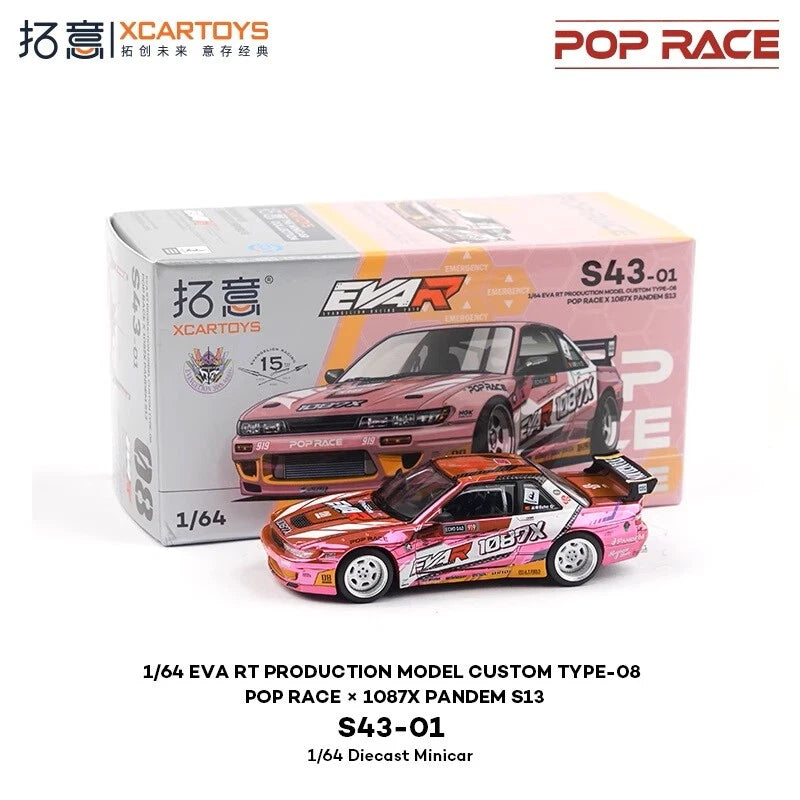 Xcartoys x Pop Race 1:64 EVA RT CUSTOM TYPE-08 087X PANDEM S13 Diecast Model Car
