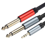 1/8"TRS to Dual 1/4"TS Audio Cable, 2FT Y-Splitter Adapter Stereo Cable, Black