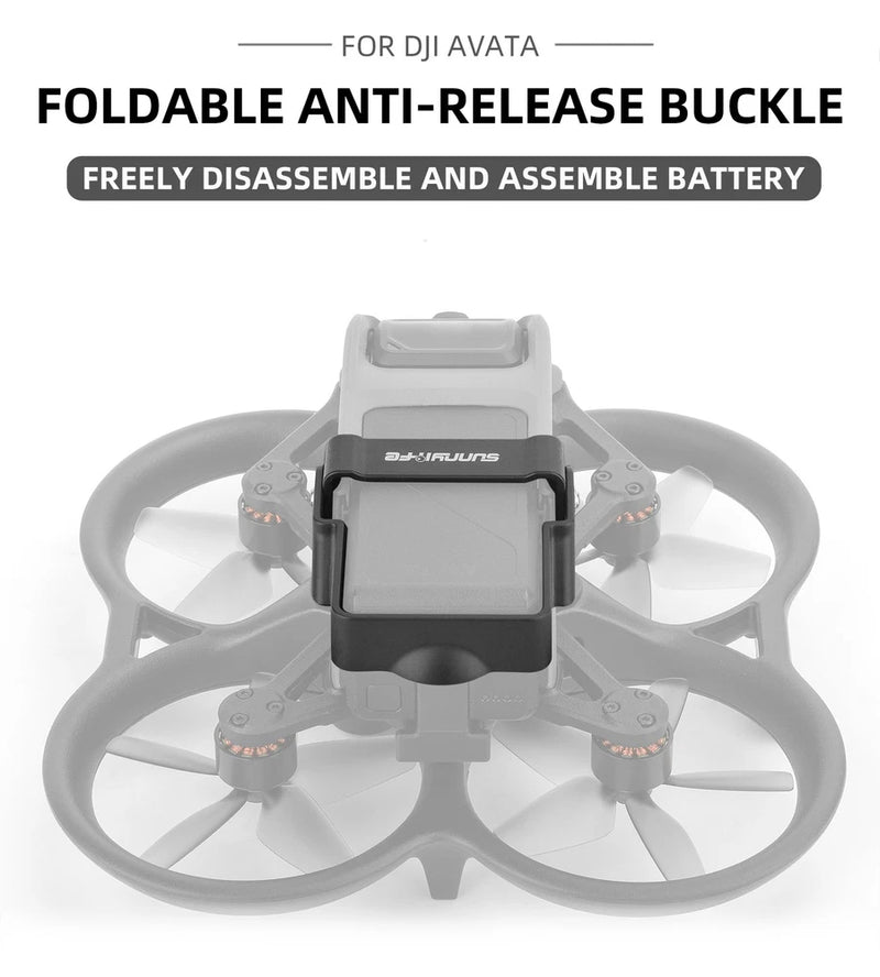 DJI Avata battery anti-drop fixing buckle clamp, gray with locking latch