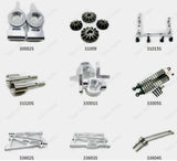 Aluminum RC car upgrade parts kit, silver gears, shafts, screws, and braces