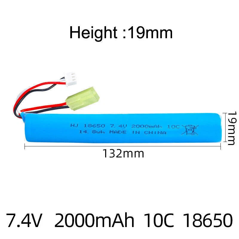 1¡Á 7.4V 2000mAh Lipo Battery for Electric water Ball Toys Gel Ball Blaster Toys
