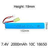 1¡Á 7.4V 2000mAh Lipo Battery for Electric water Ball Toys Gel Ball Blaster Toys