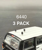 3-Pack 1/64 Scale Model Black Silver Low Profile Stubby Antenna Police Fire 6440