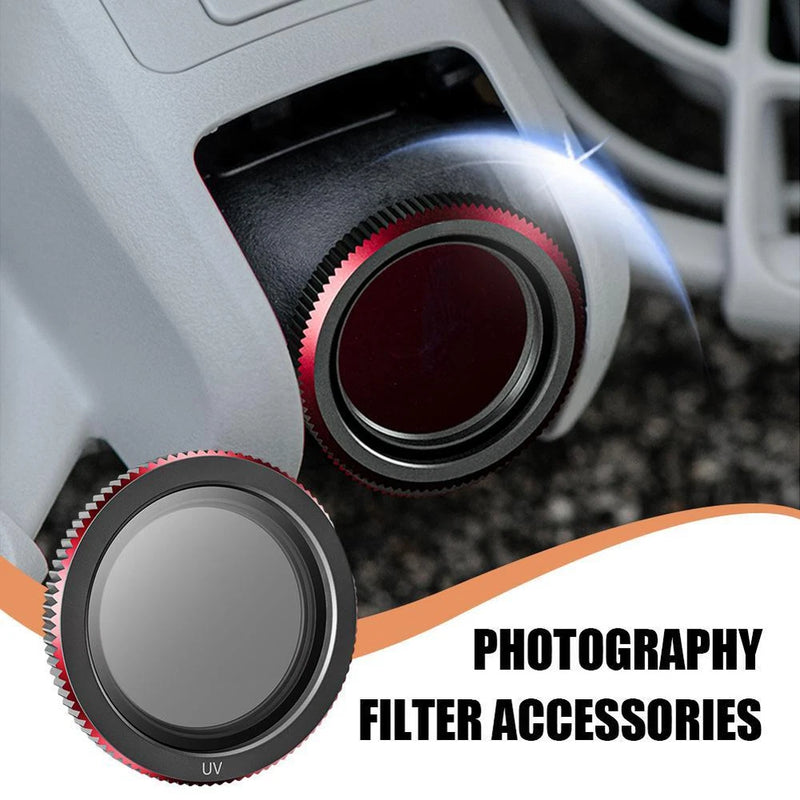Polarization lens filter accessory set with circular glass inserts, red ring detail.