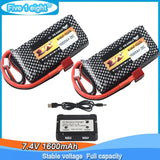 2PCS 7.4v 1600mah 25C Lipo Battery T plug For XLH 9125 Remote Control Rc Cars