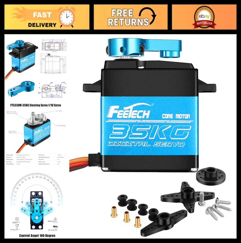 High Torque Waterproof 35KG Servo Motor 7.4V Digital Full Metal Gear for RC Cars