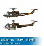 1/48 UH-1C Huey helicopter model kit, brown camo with yellow stripe and Marines markings