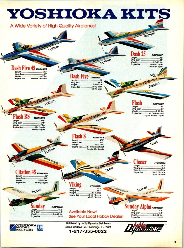 Yoshioka RC Airplane Print Ad Ephemera Wall Art Decor Dash and Flash