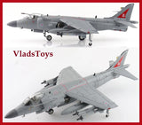 Grey 1:72 Sea Harrier FA.2 model aircraft with missiles, Royal Navy livery