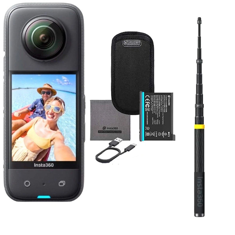 Insta360 X3 72MP Waterproof 5.7K 360?? VR AI Action Camera + 118"Selfie Stickc