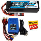 NHX Muscle Pack 4S 14.8V 8000mAh 100C Lipo Battery w/ DEANS / EZ6 Charger
