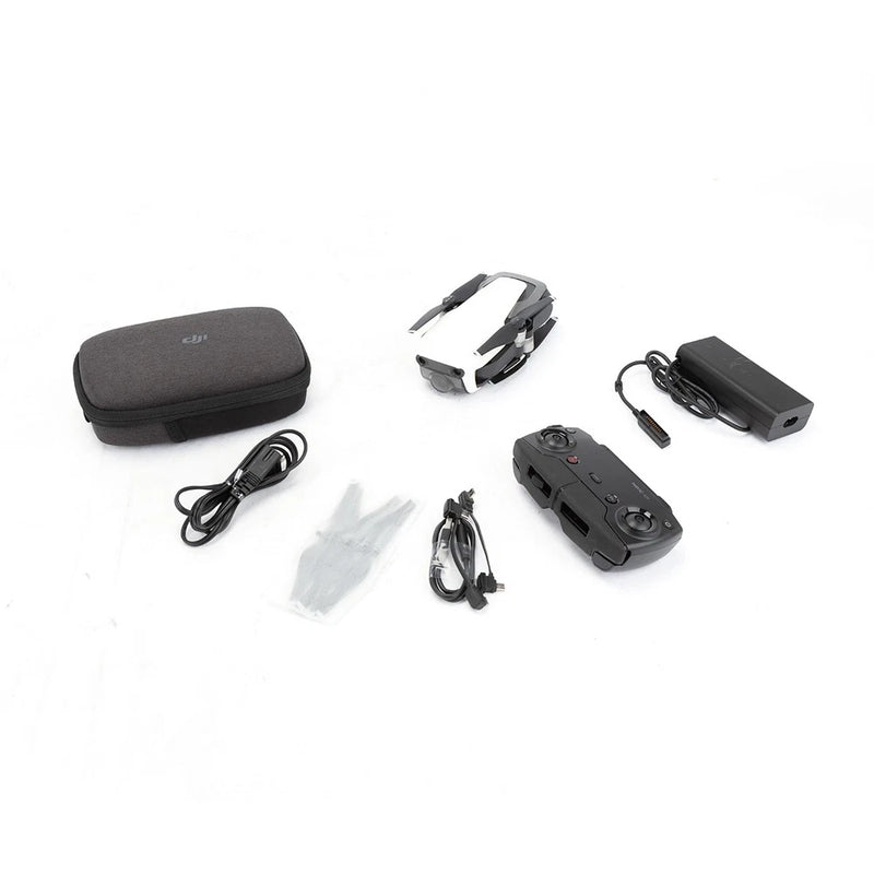 DJI Mavic Air drone with controller and charging cables, Arctic white body