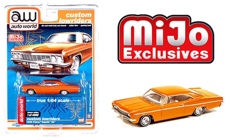 Auto World 1:64 1966 Orange Chevy Impala SS Custom Lowriders Model CP7659-P3