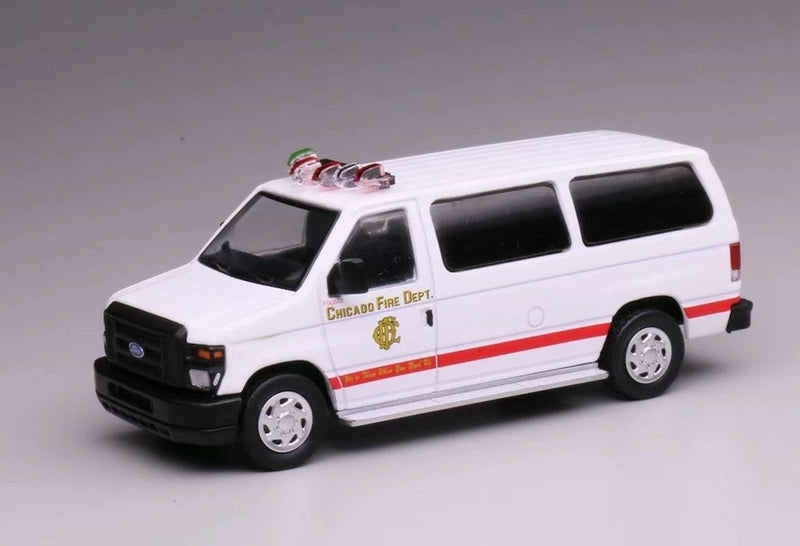 ED 1:64 596 Chicago Fire E350 Super Duty Wagon Van Model Diecast Collect Car