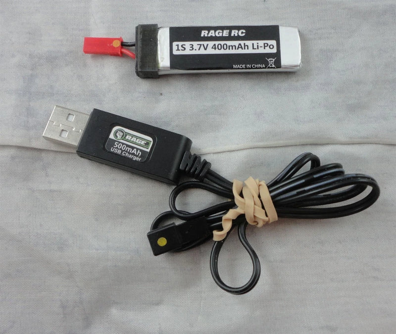 Rage R/C Vintage Stick RC Airplane 400mah 3.7v LiPo Battery & USB Charger Battery