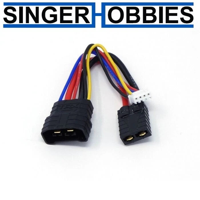 LiPo adapter cable with two black multi-pin connectors and multicolor balance wires