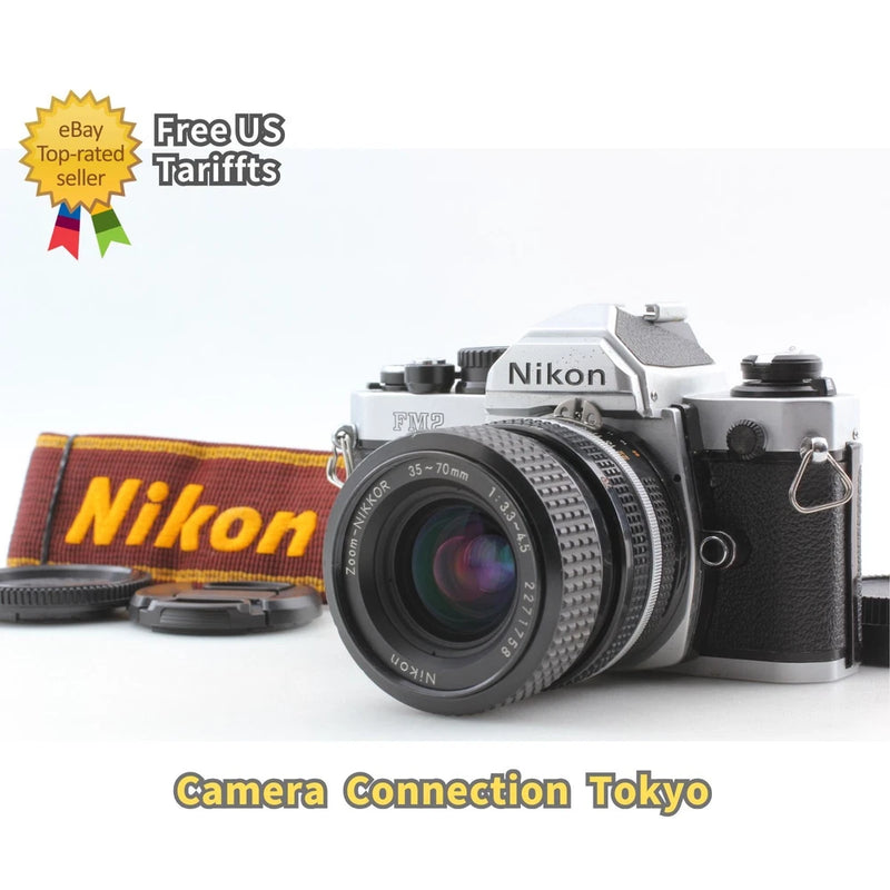 Nikon FM2 35mm film camera with 35-70mm lens, front view