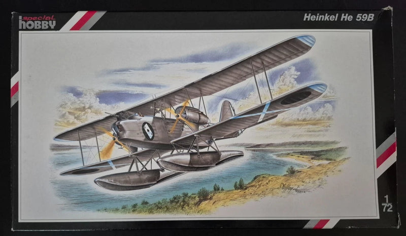 1/72 Heinkel He 59B seaplane model kit box with aircraft artwork